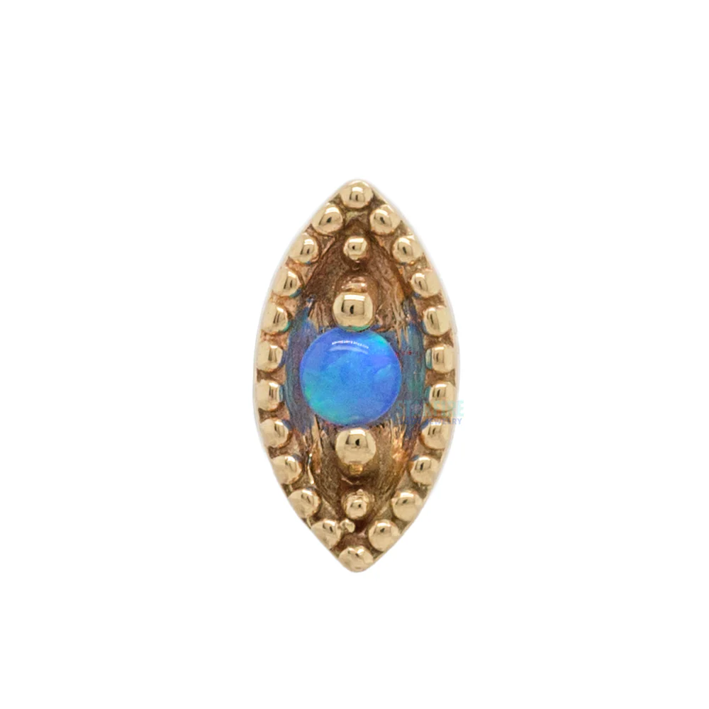 Millgrain Marquise Threaded End in Gold with Opal - Image 5