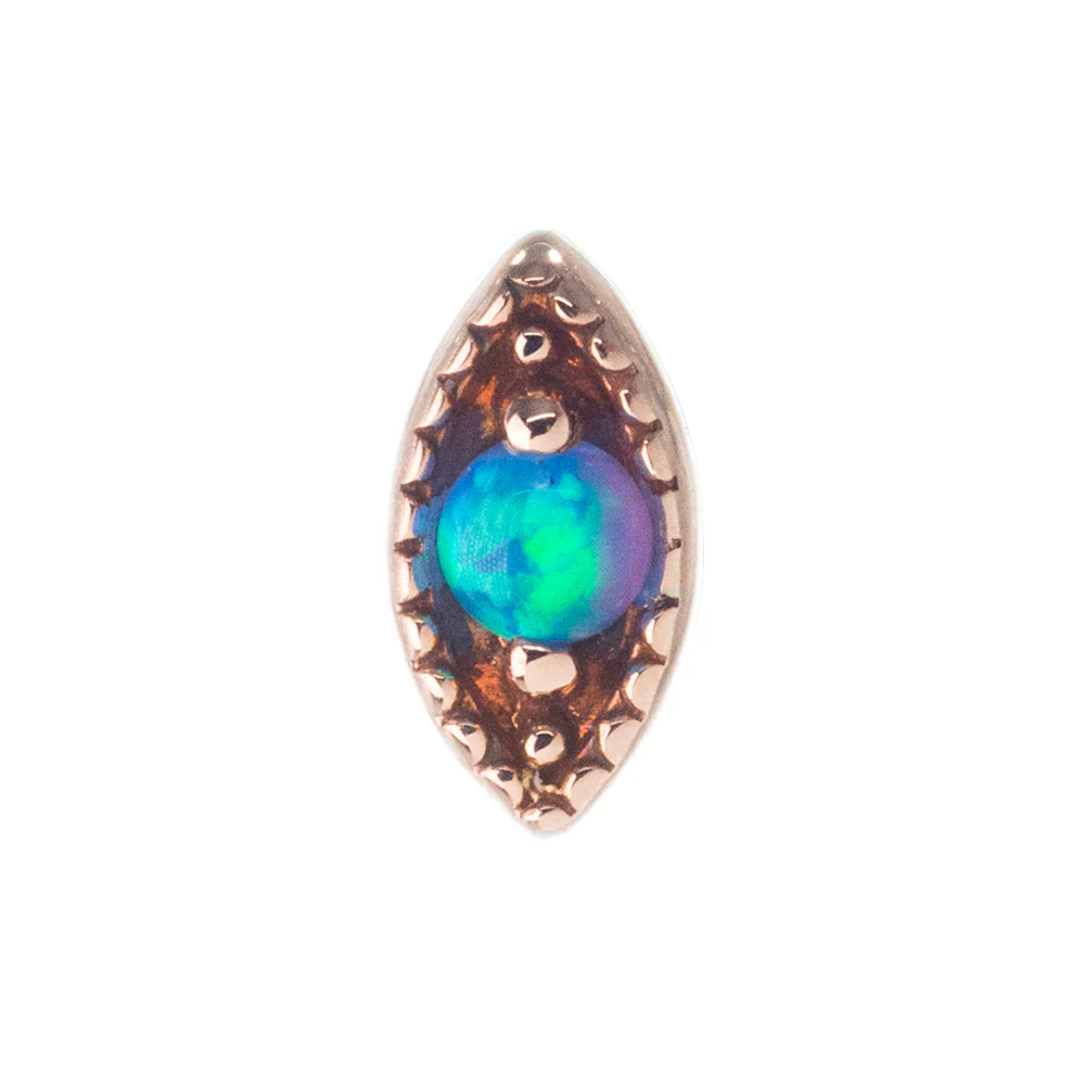 Millgrain Marquise Threaded End in Gold with Opal - Image 6