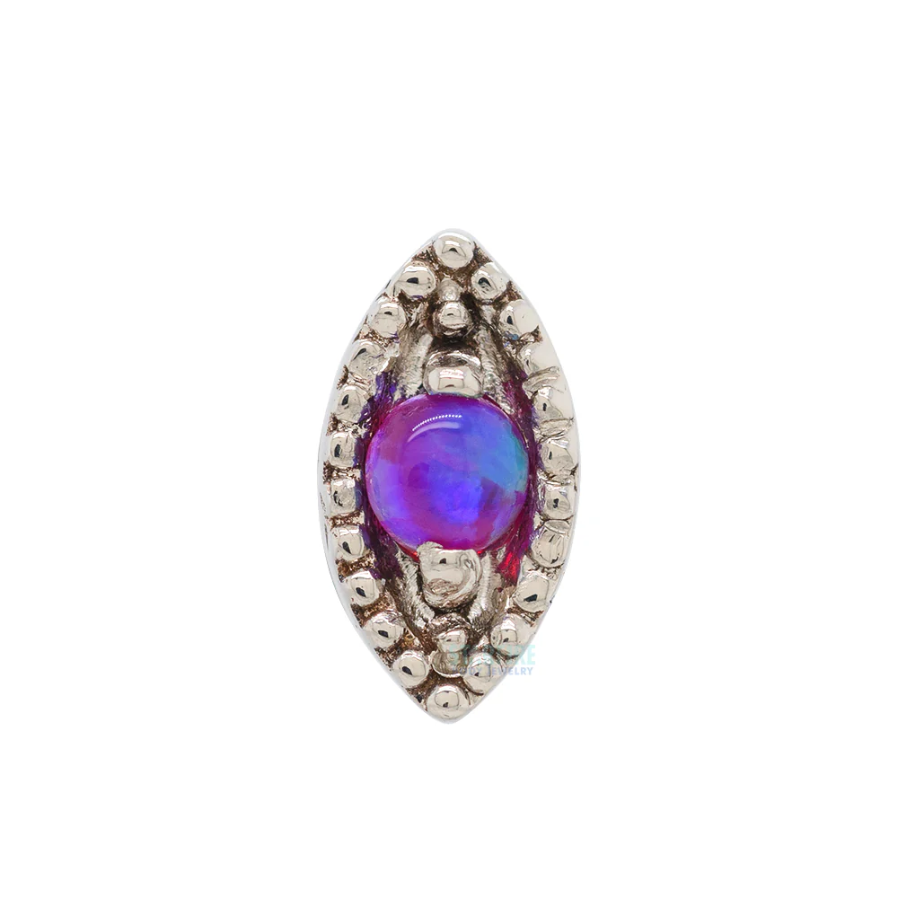 Millgrain Marquise Threaded End in Gold with Opal - Image 7