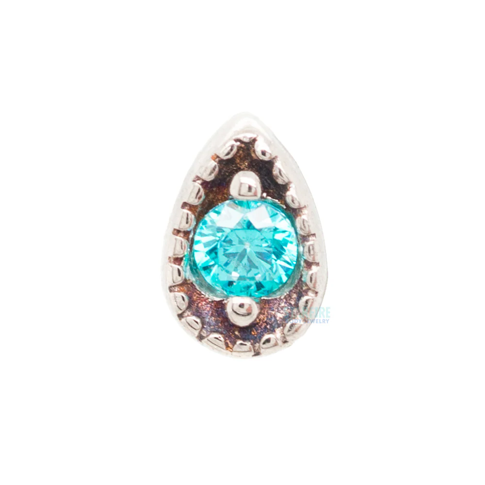 Millgrain Pear Threaded End in Gold with Faceted Gem - Image 4