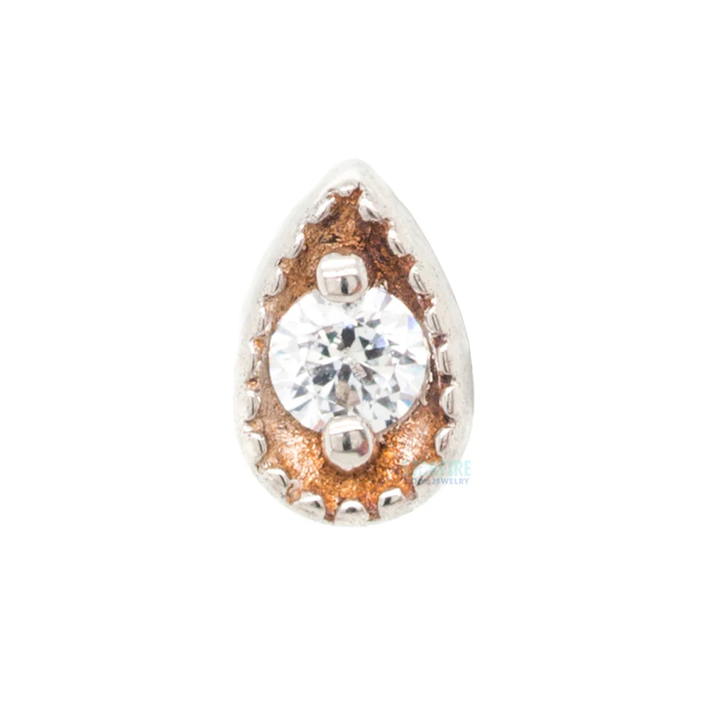 Millgrain Pear Threaded End in Gold with Faceted Gem - Image 5