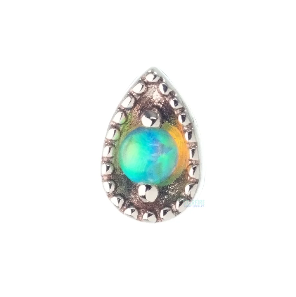 Millgrain Pear Threaded End in Gold with Opal - Image 3