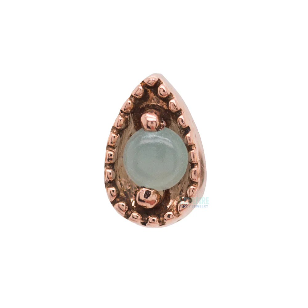 Millgrain Pear Threaded End in Gold with Stone Cabochon - Image 4