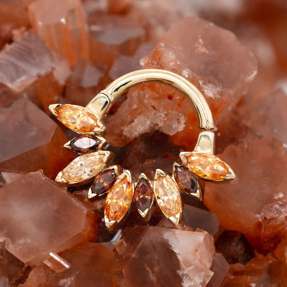 "Seena" Hinged Ring in Gold with Faceted Gems - custom color combo - Image 2