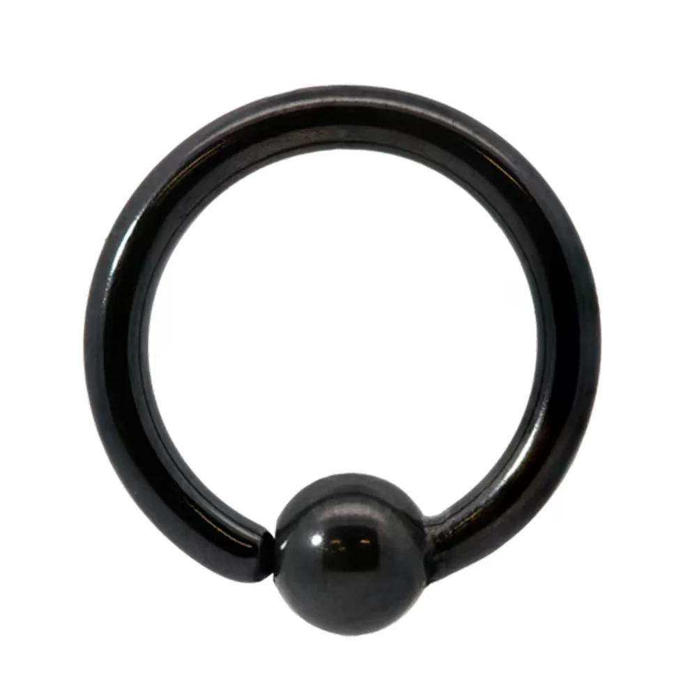 Shiny Black Niobium Fixed Bead Ring (FBR)