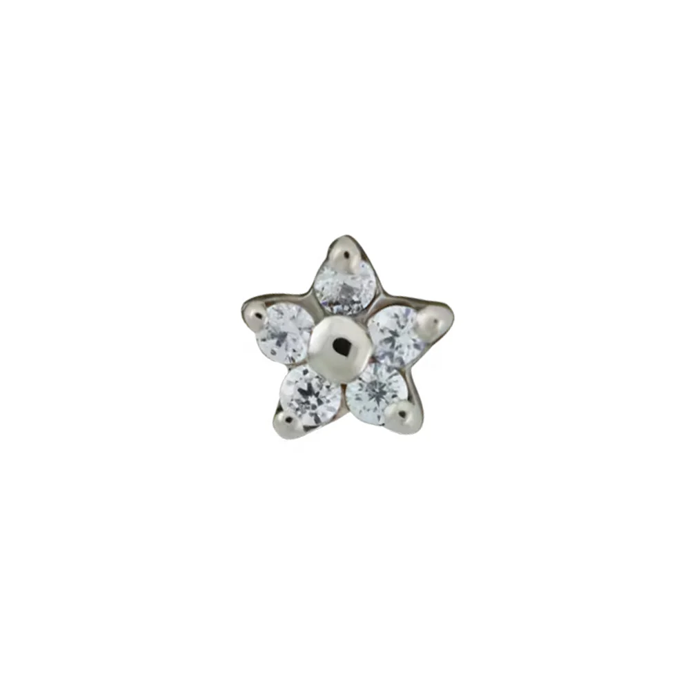 threadless: 5 Stone Flower End in Gold with Faceted Gems