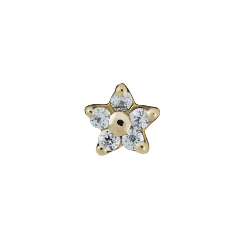 threadless: 5 Stone Flower End in Gold with Faceted Gems - Image 2
