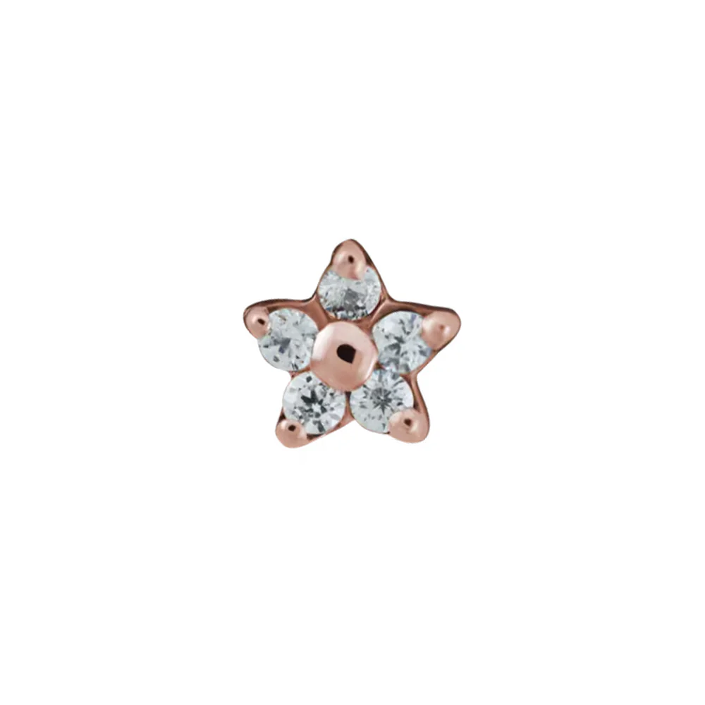 threadless: 5 Stone Flower End in Gold with Faceted Gems - Image 4