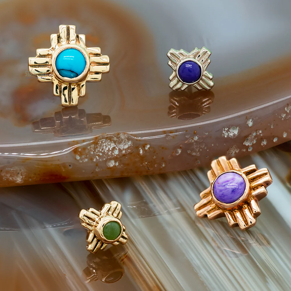 threadless: "Zia" Small Stone Cabochon Pin in Gold - Image 2