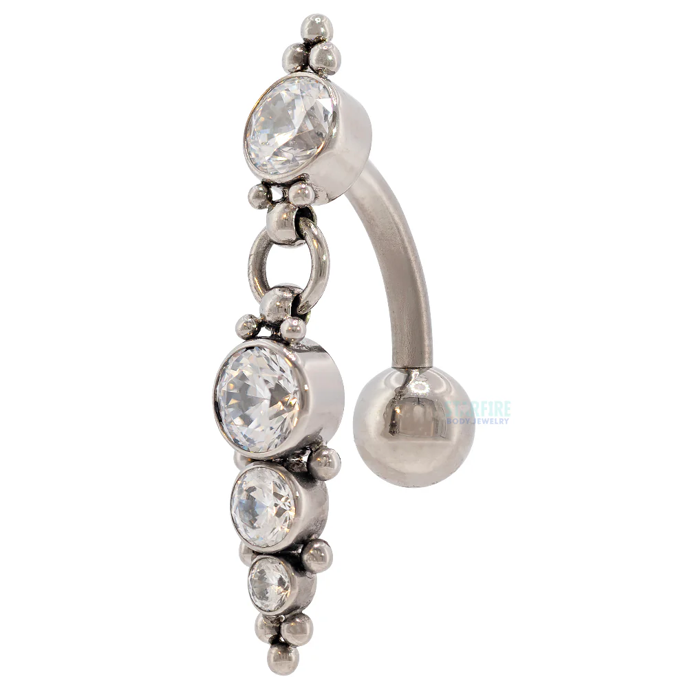 "Vista" 'Cascade' Reverse Dangle Faceted Gem Navel Curve with Dangle - Image 3