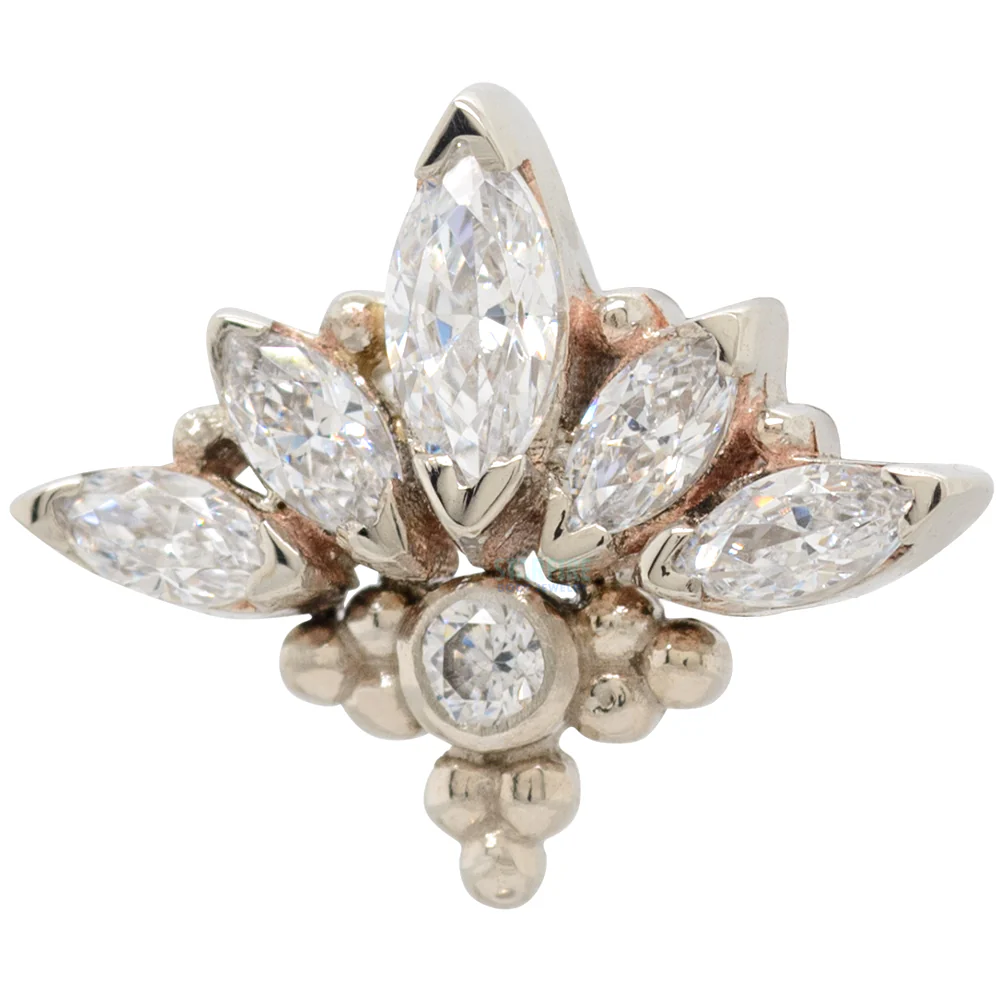 "Zasu" Threaded End in Gold with Faceted Gems