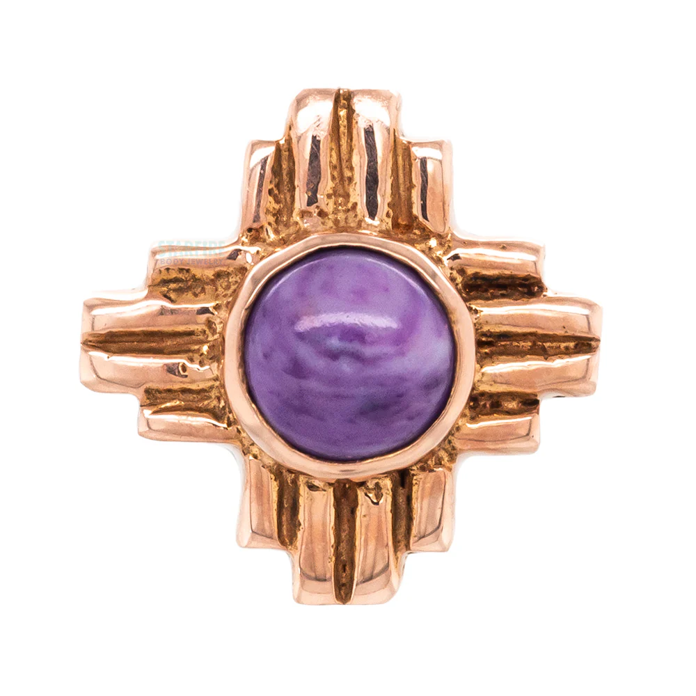 "Zia" Large Stone Cabochon Threaded End in Gold - Image 4