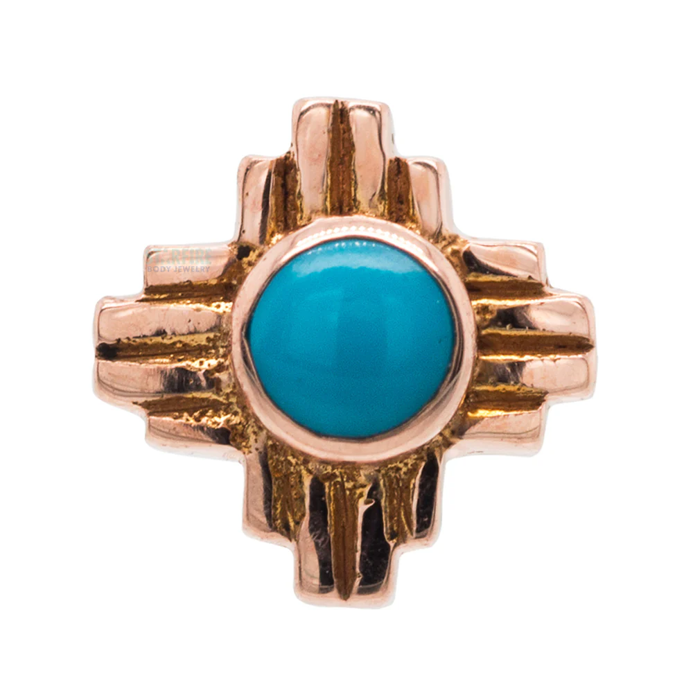 "Zia" Large Stone Cabochon Threaded End in Gold - Image 7
