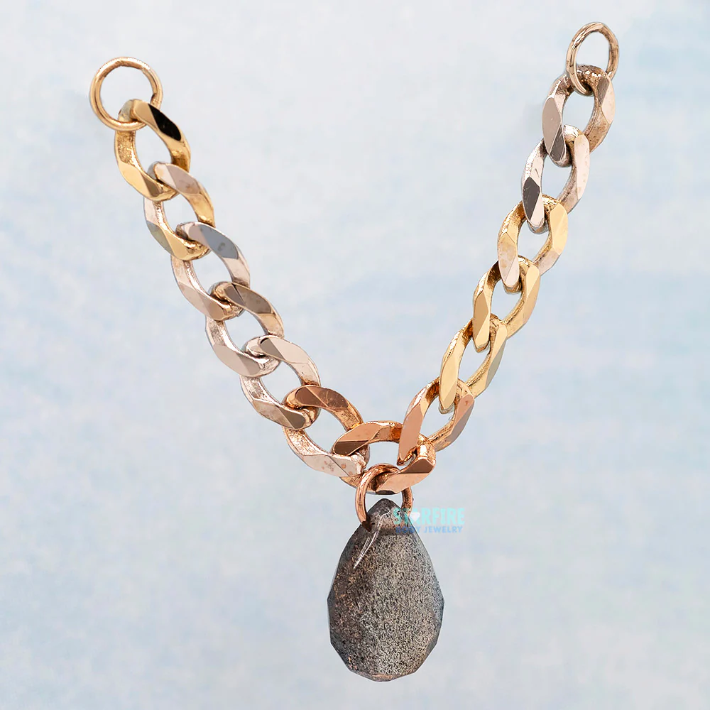 "Locked Labradorite" Chain Attachment in Gold
