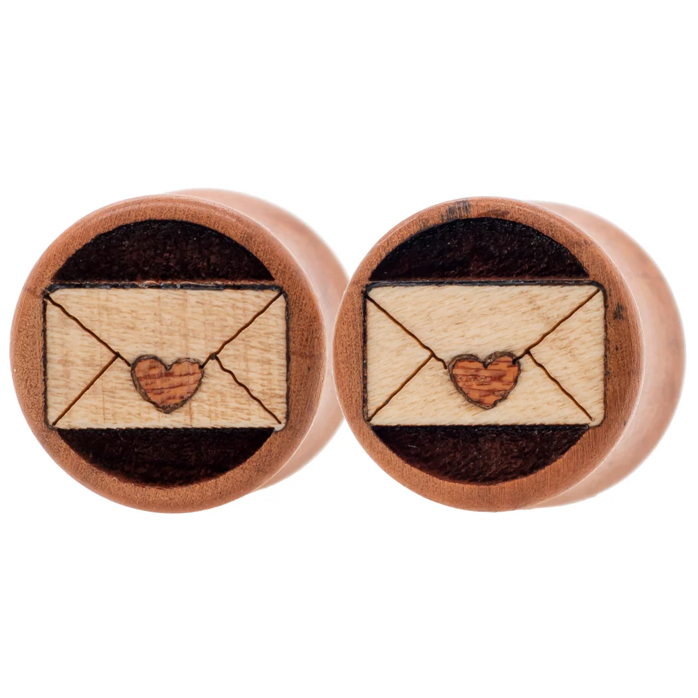 Love Letter Wood Inlay Plugs