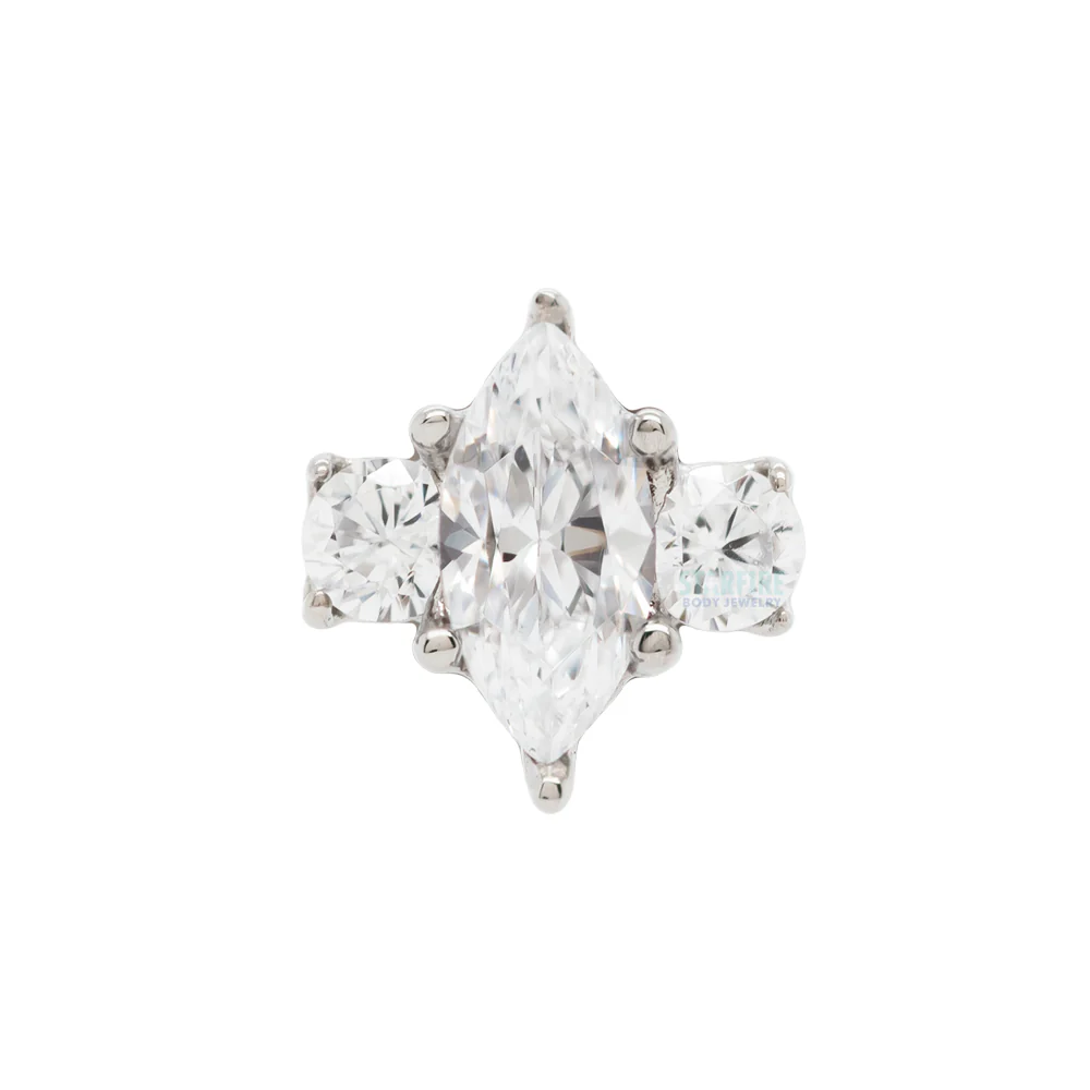 Marquise-Cut Brilliant-Cut Gem with Side Accents in Gold - on flatback - Image 6