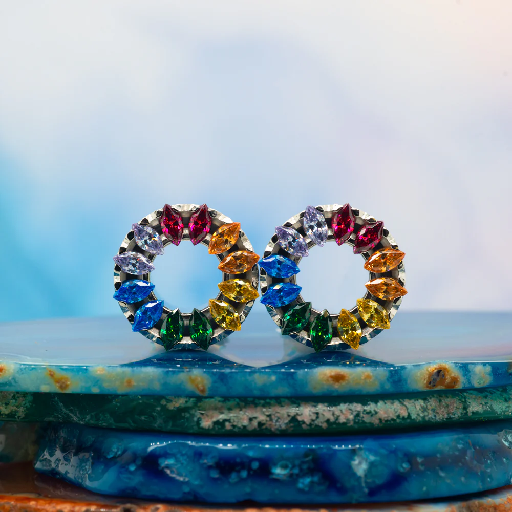 Marquise Eyelets with Brilliant-Cut Gems - Rainbow - Image 2