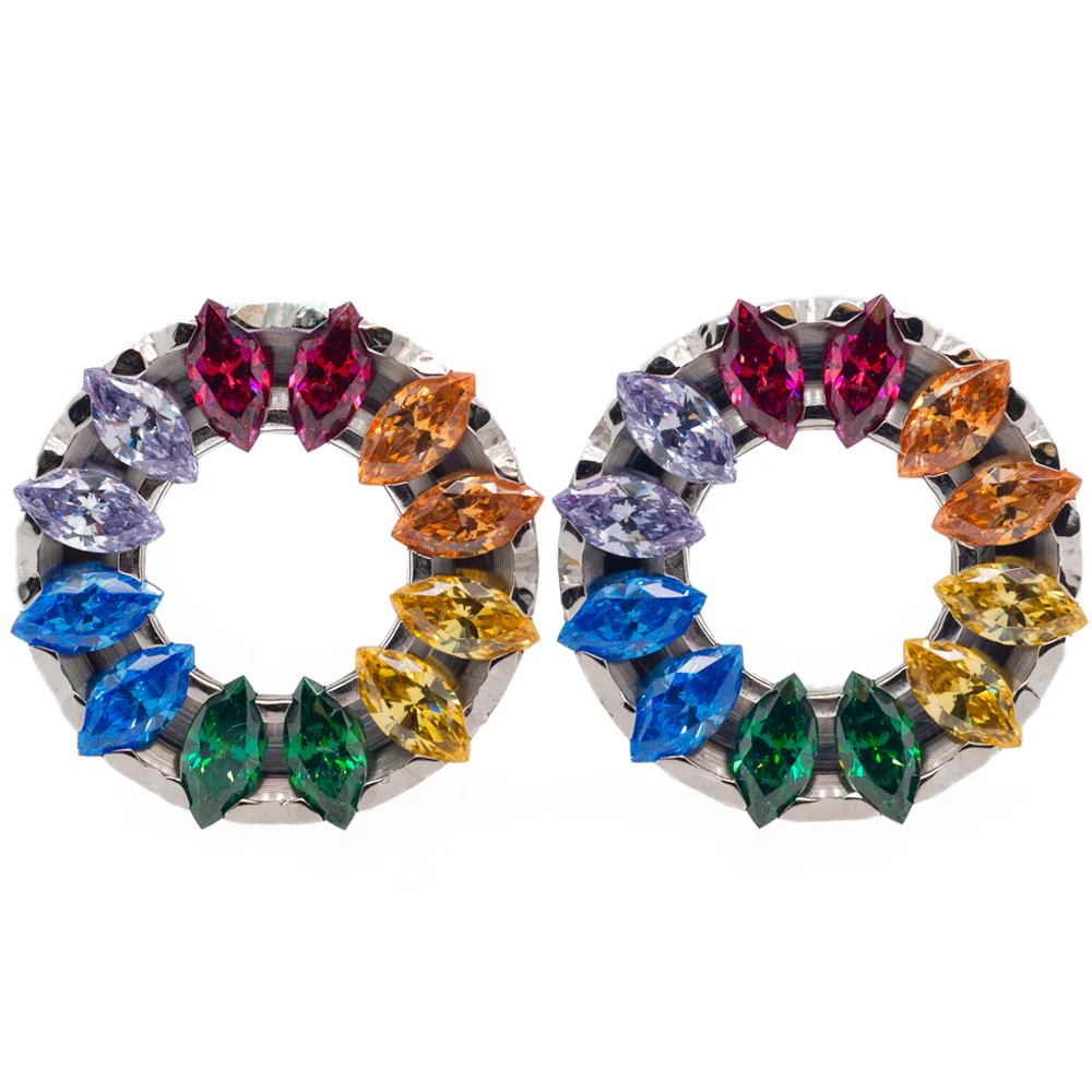 Marquise Eyelets with Brilliant-Cut Gems - Rainbow - Image 3