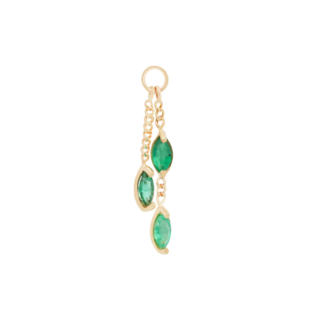 "West Marin" Chain Charm in Gold with Emerald - Image 2