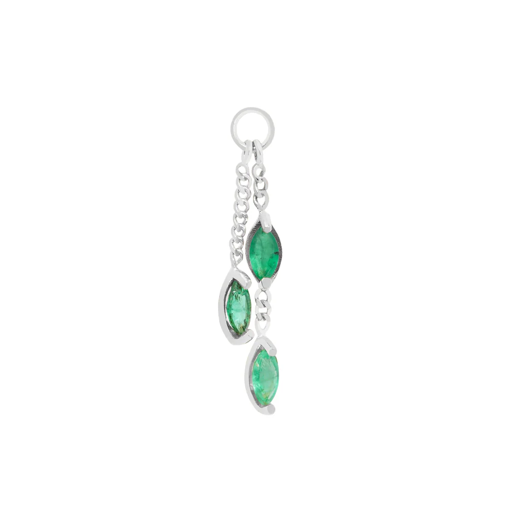 "West Marin" Chain Charm in Gold with Emerald - Image 3