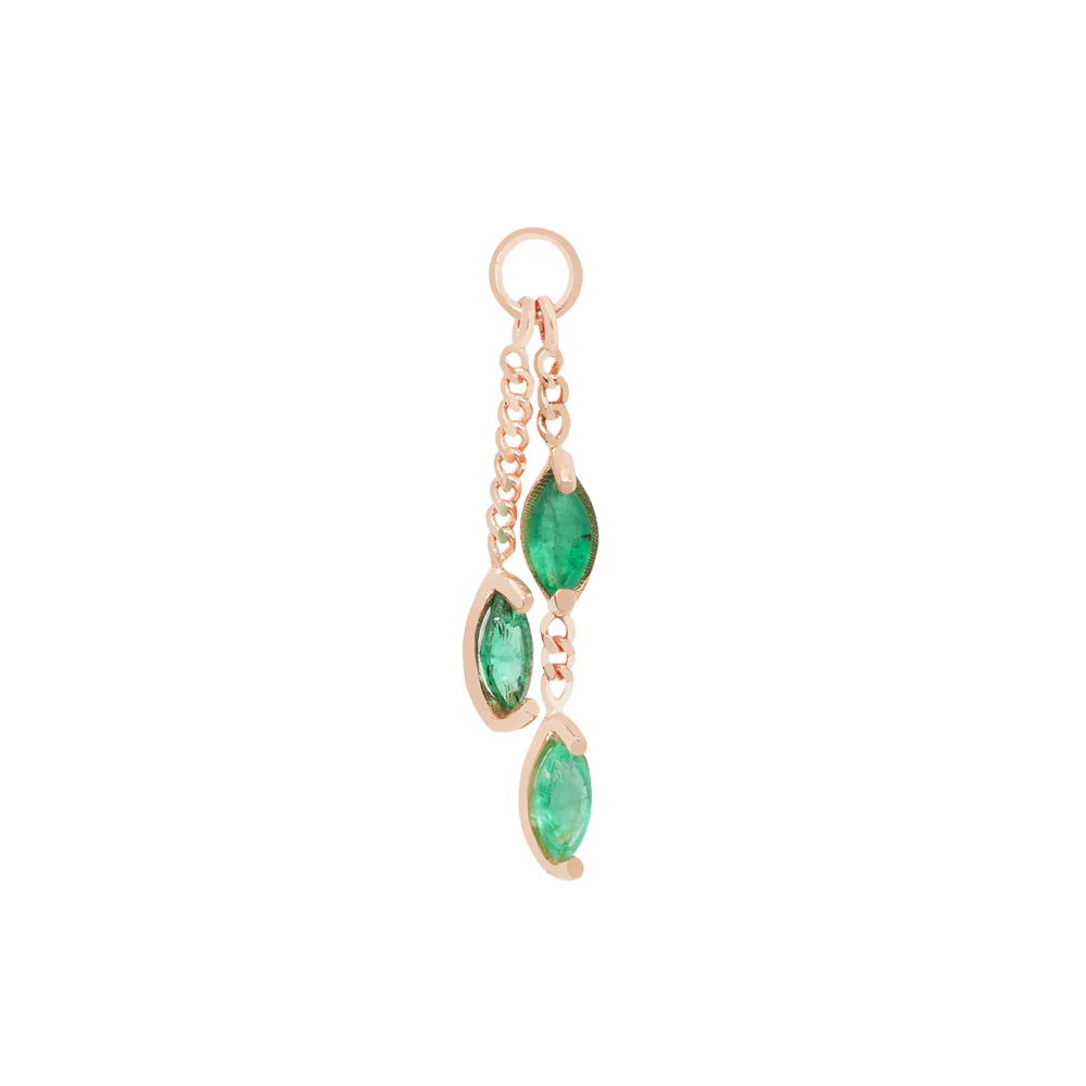 "West Marin" Chain Charm in Gold with Emerald - Image 4