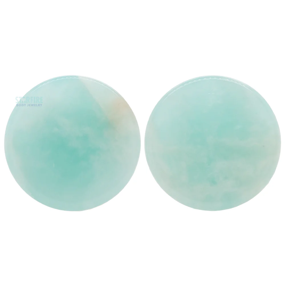 Mayan Style Stone Plugs - Amazonite - Image 3