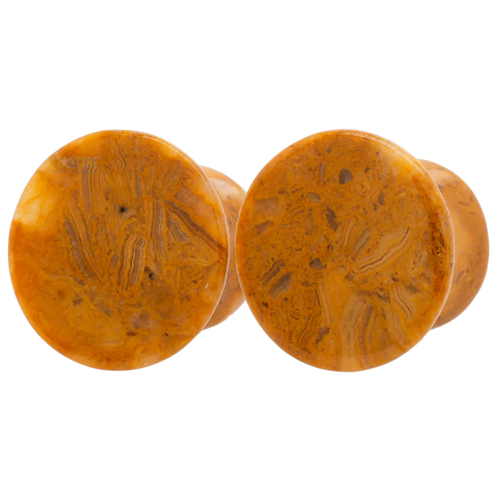 Mayan Style Stone Plugs - Crazy Lace Agate - Image 2