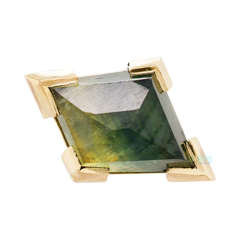threadless: Geometric Cut Kenya Sapphire End in Gold - 8mm - Image 3