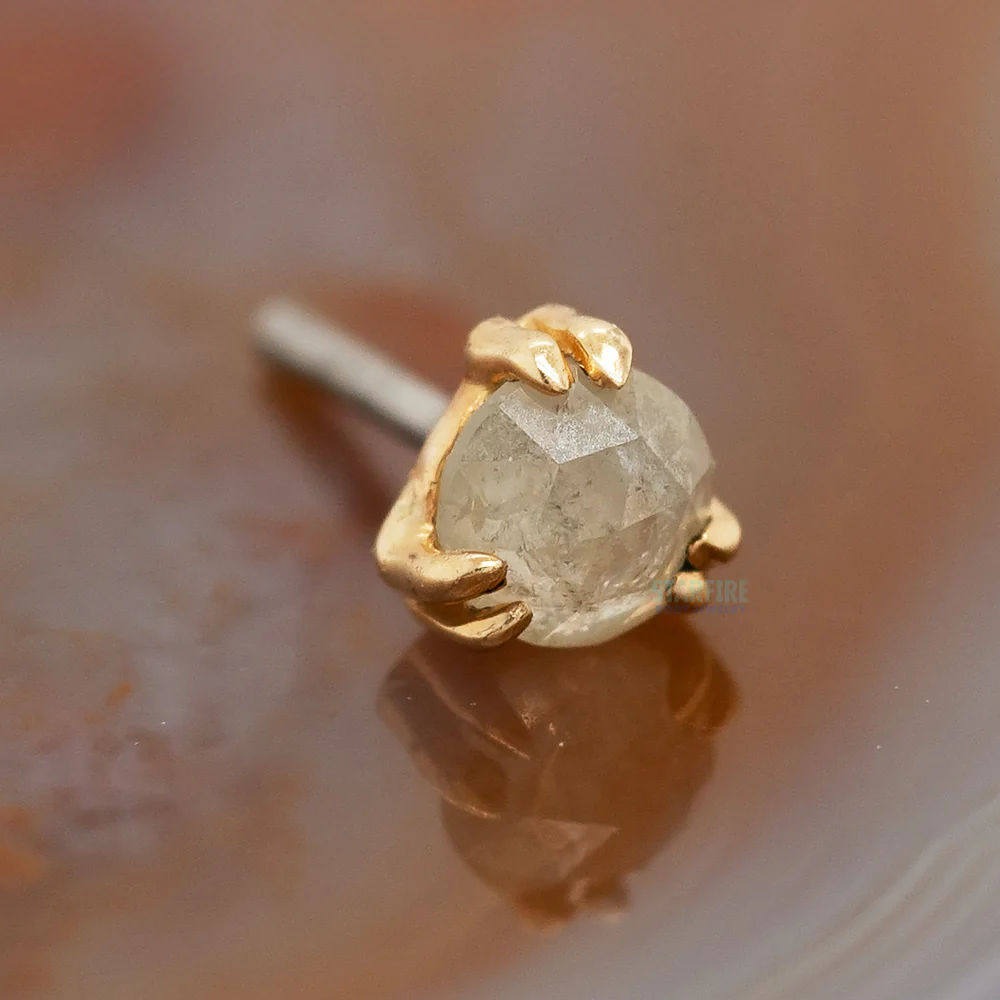threadless: Triple Double Prong End in Gold with Icy Diamond - Image 2