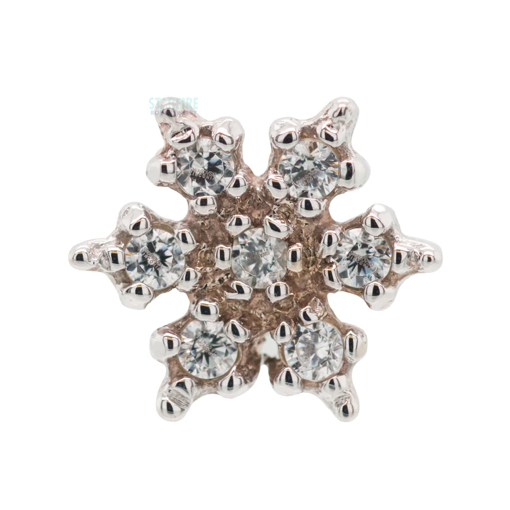 Micro Pave Snowflake Nostril Screw in Gold with White CZ's - Image 2