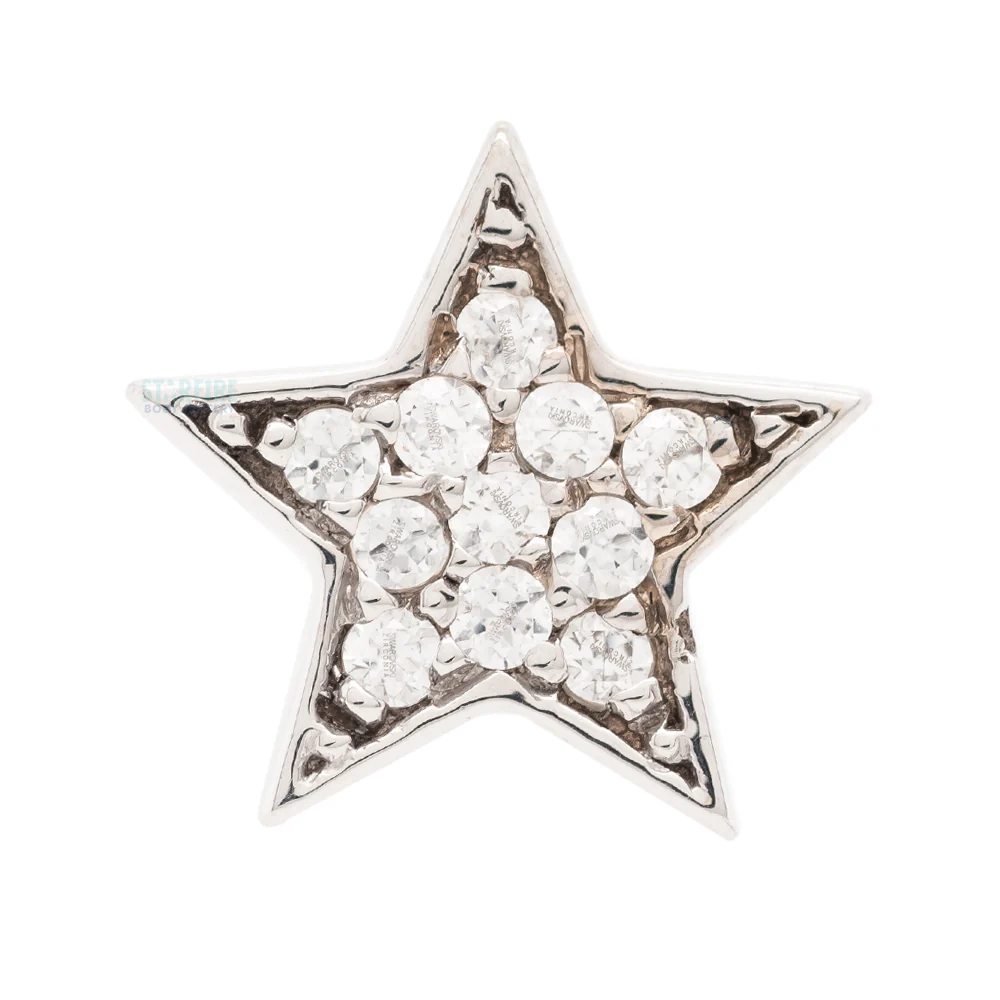 Micro Pave Star Nostril Screw in Gold with White CZ's - Image 3