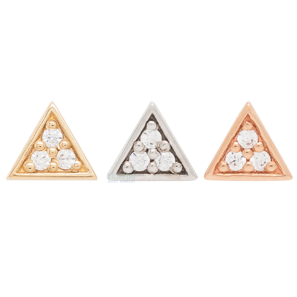 Micro Pave Triangle Nostril Screw in Gold with White CZ's - Image 3