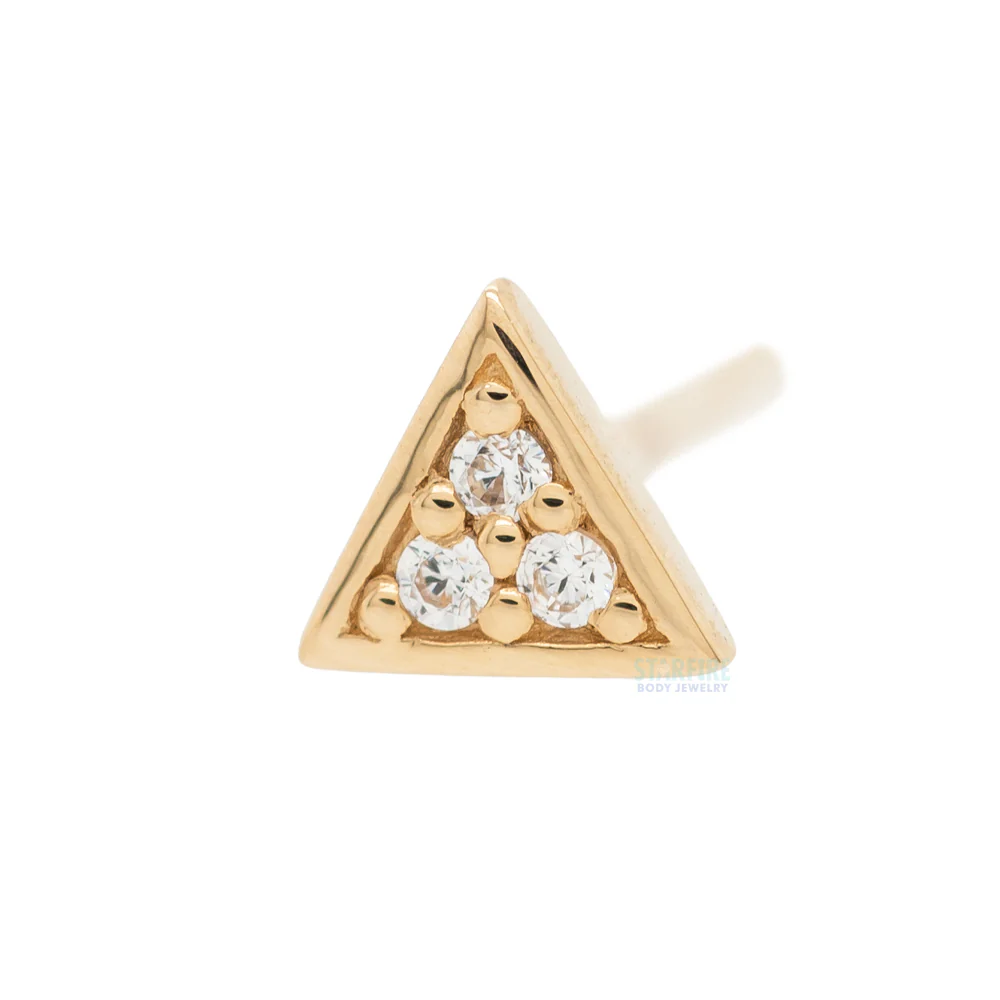 Micro Pave Triangle Nostril Screw in Gold with White CZ's - Image 5