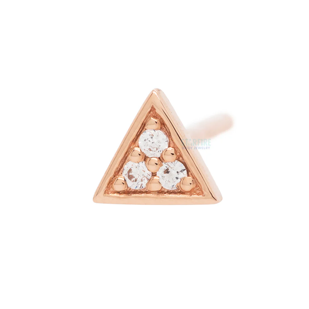 Micro Pave Triangle Nostril Screw in Gold with White CZ's - Image 7