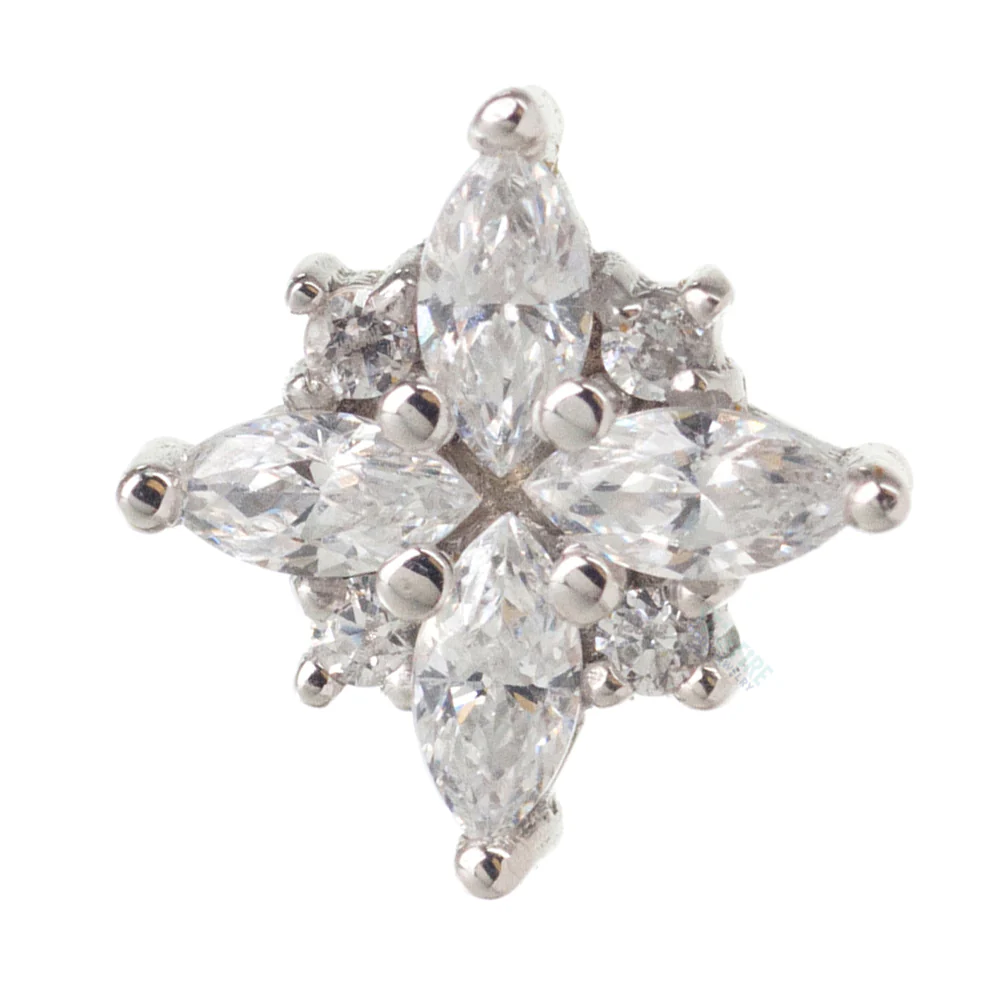 "Pleades" Nostril Screw in Gold with White CZ's - Image 4