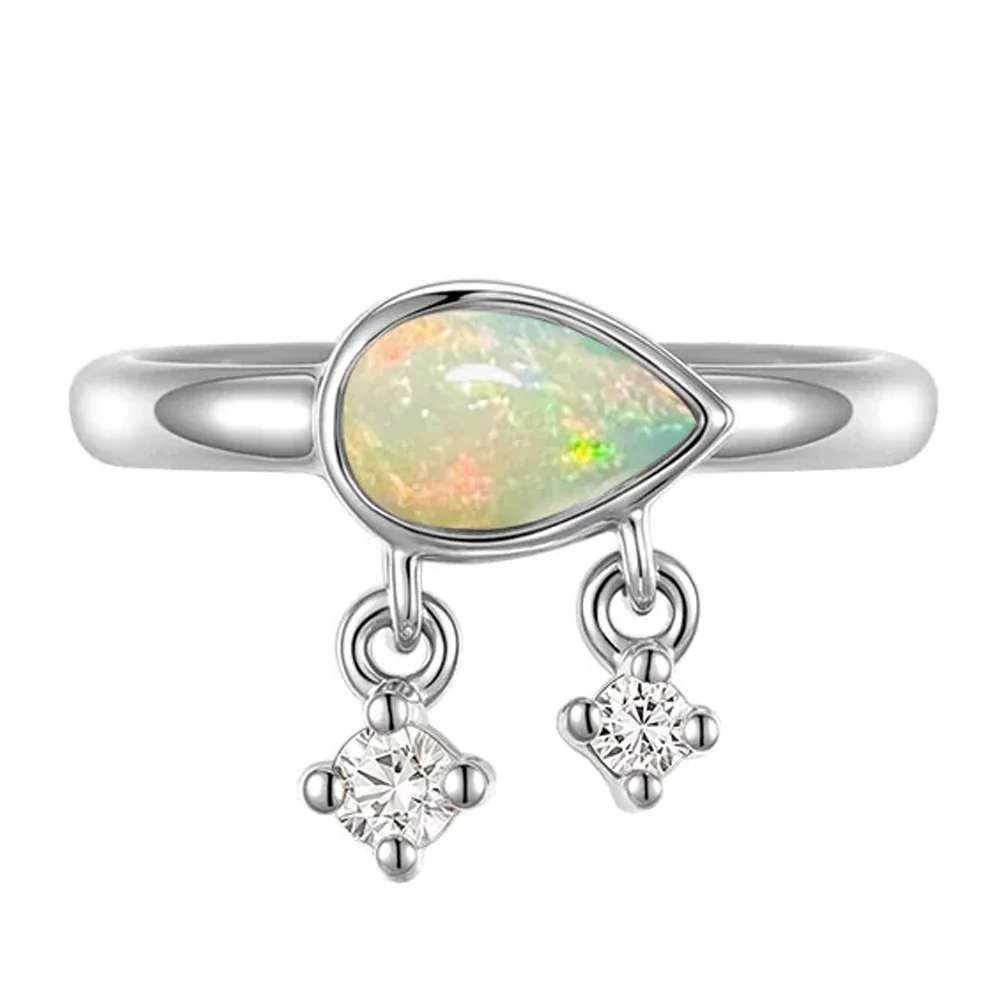 "Amara" Hinge Ring / Clicker in Gold with Opal & Diamonds - Image 5