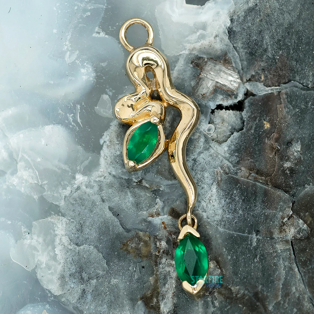 "Amaryllis" Snake Charm in Gold with Gemstones - Image 2