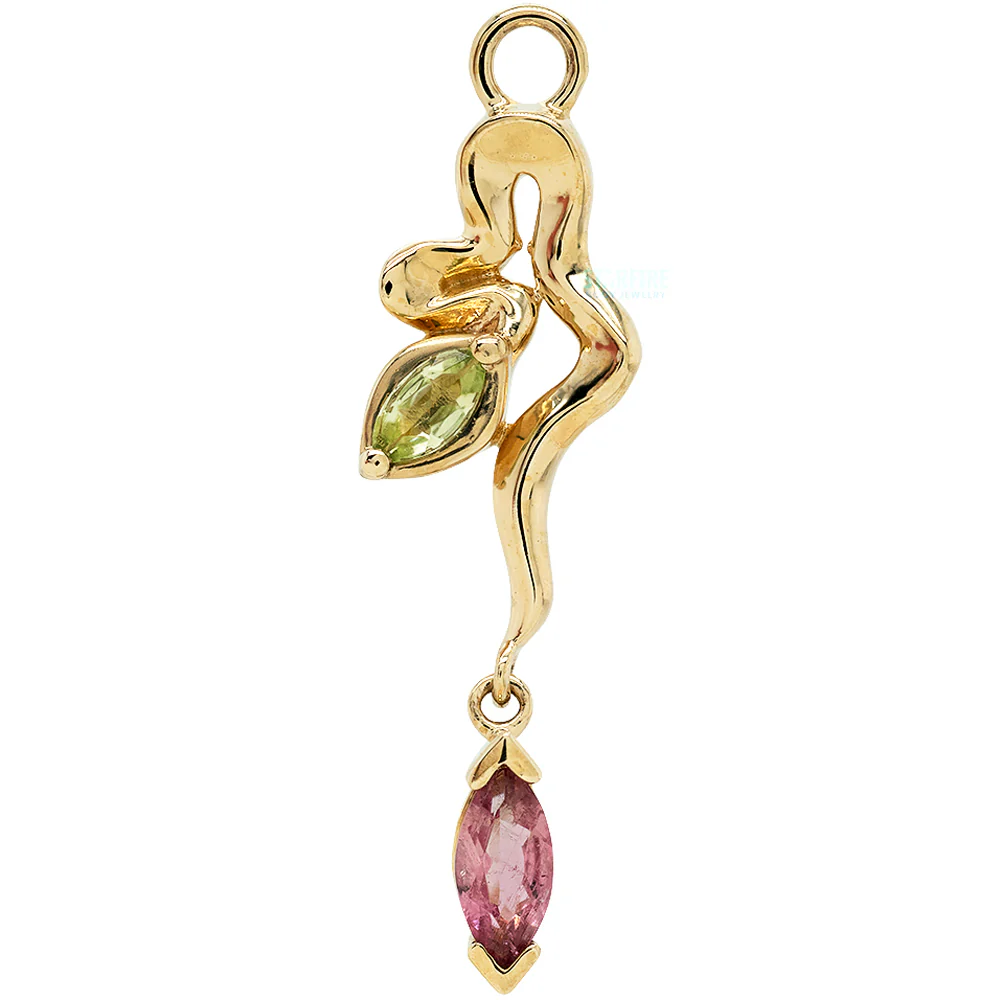 "Amaryllis" Snake Charm in Gold with Gemstones - Image 3