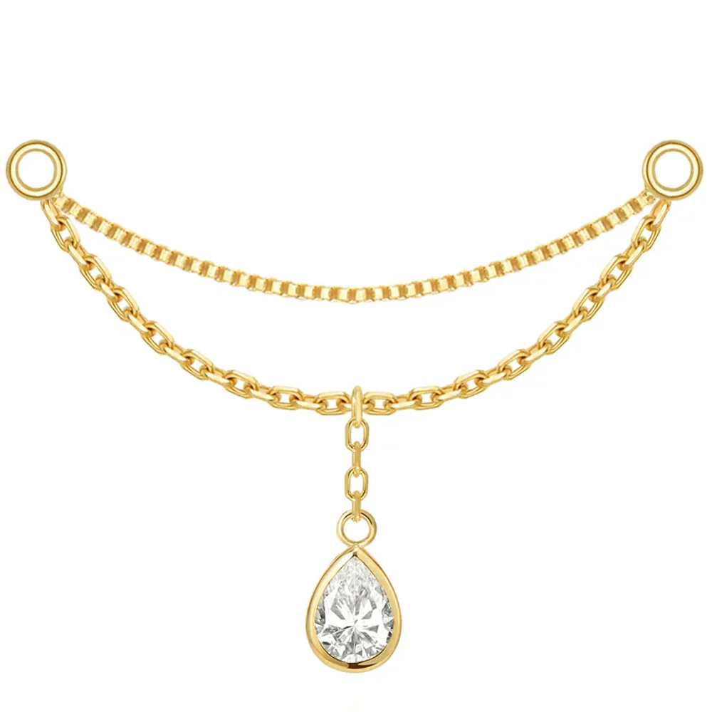 “Amihan" Droplet Chain Attachment in Gold with Diamond
