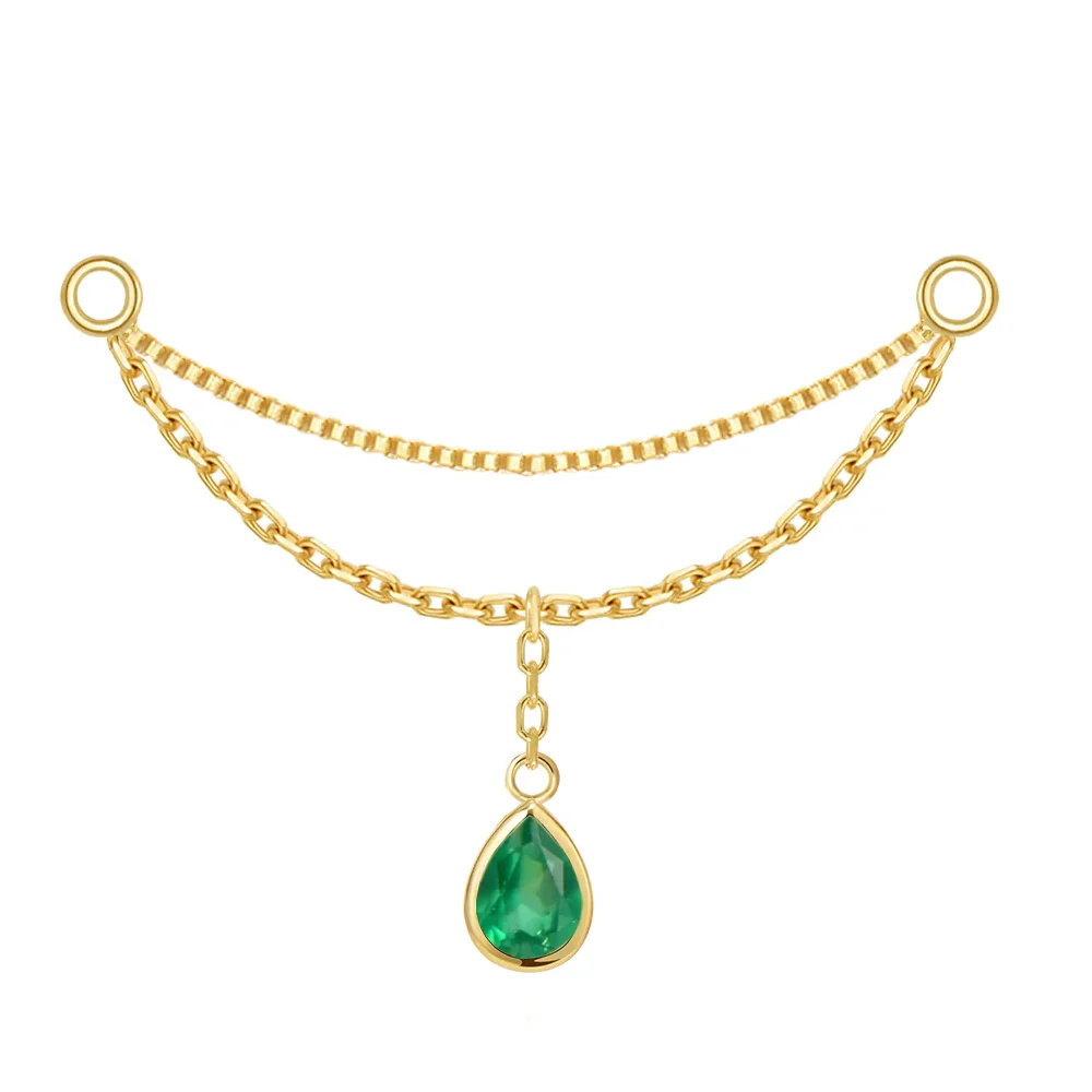 “Amihan" Droplet Chain Attachment in Gold with Green Chalcedony - Image 3