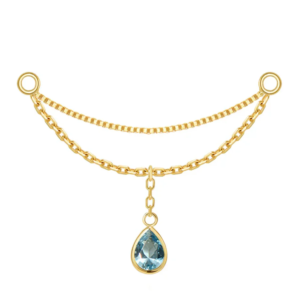 “Amihan" Droplet Chain Attachment in Gold with London Blue Topaz - Image 2