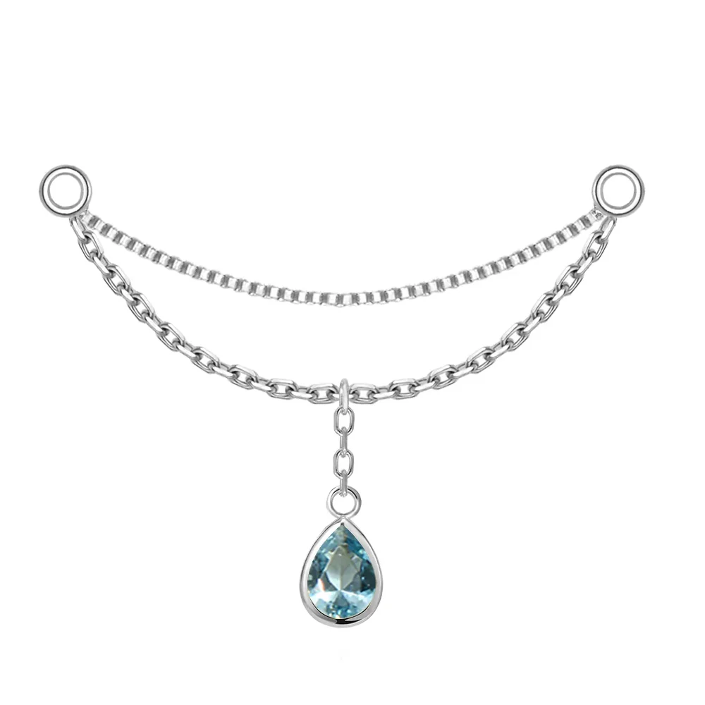 “Amihan" Droplet Chain Attachment in Gold with London Blue Topaz - Image 3