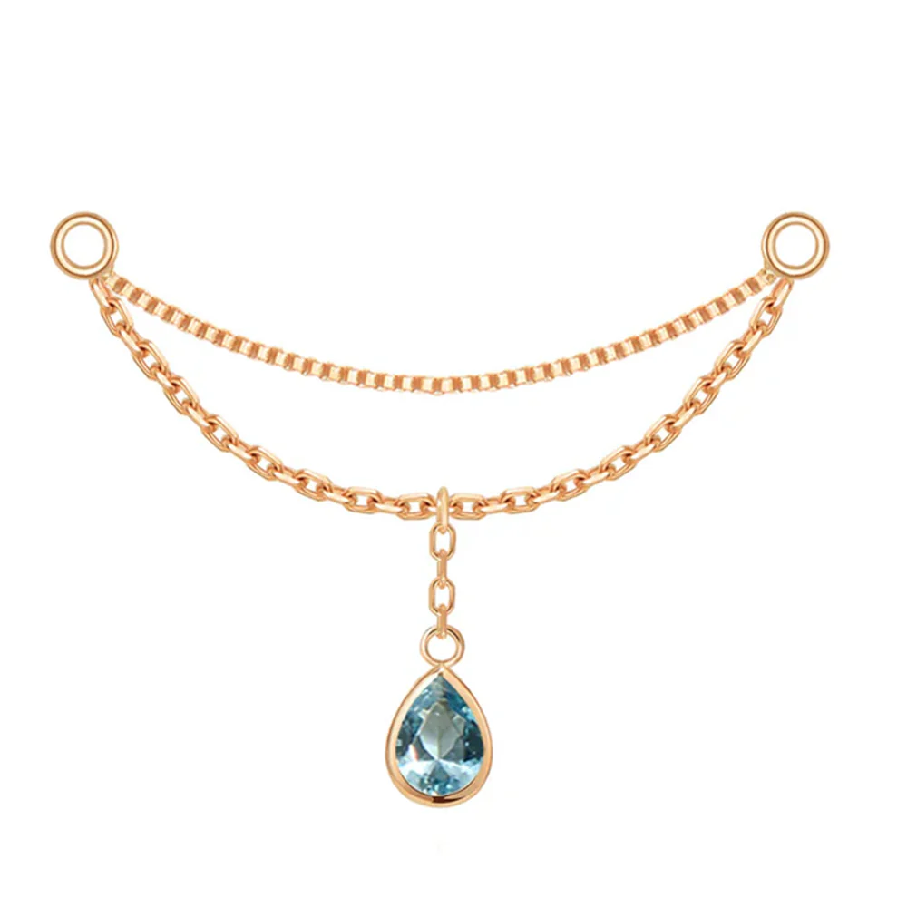 “Amihan" Droplet Chain Attachment in Gold with London Blue Topaz - Image 4