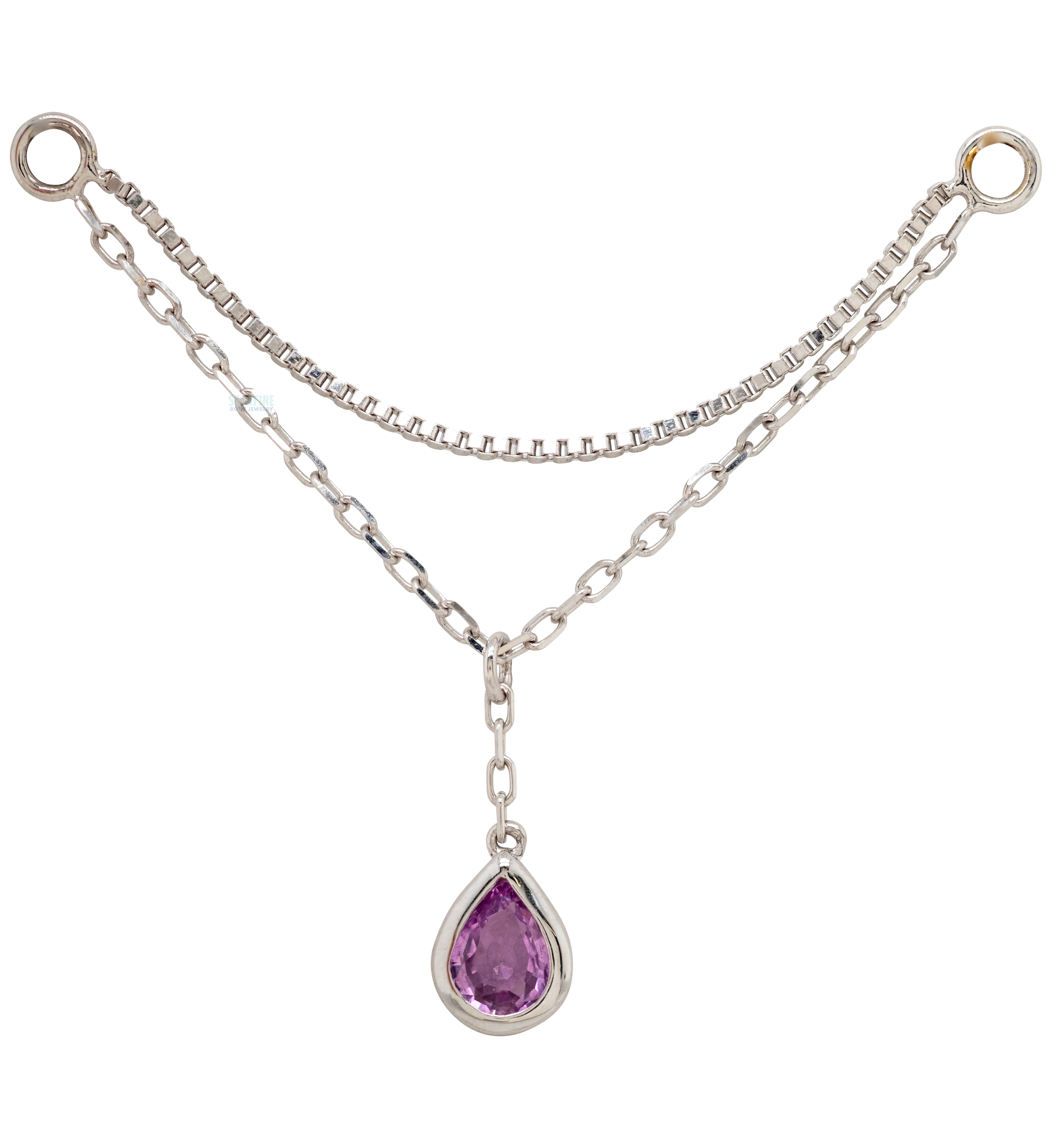 “Amihan" Droplet Chain Attachment in Gold with Pink Sapphire