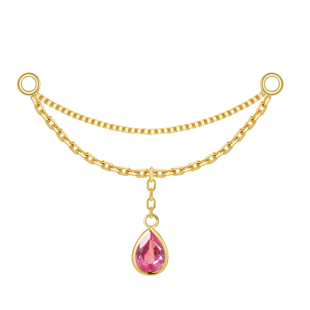 “Amihan" Droplet Chain Attachment in Gold with Pink Sapphire - Image 2