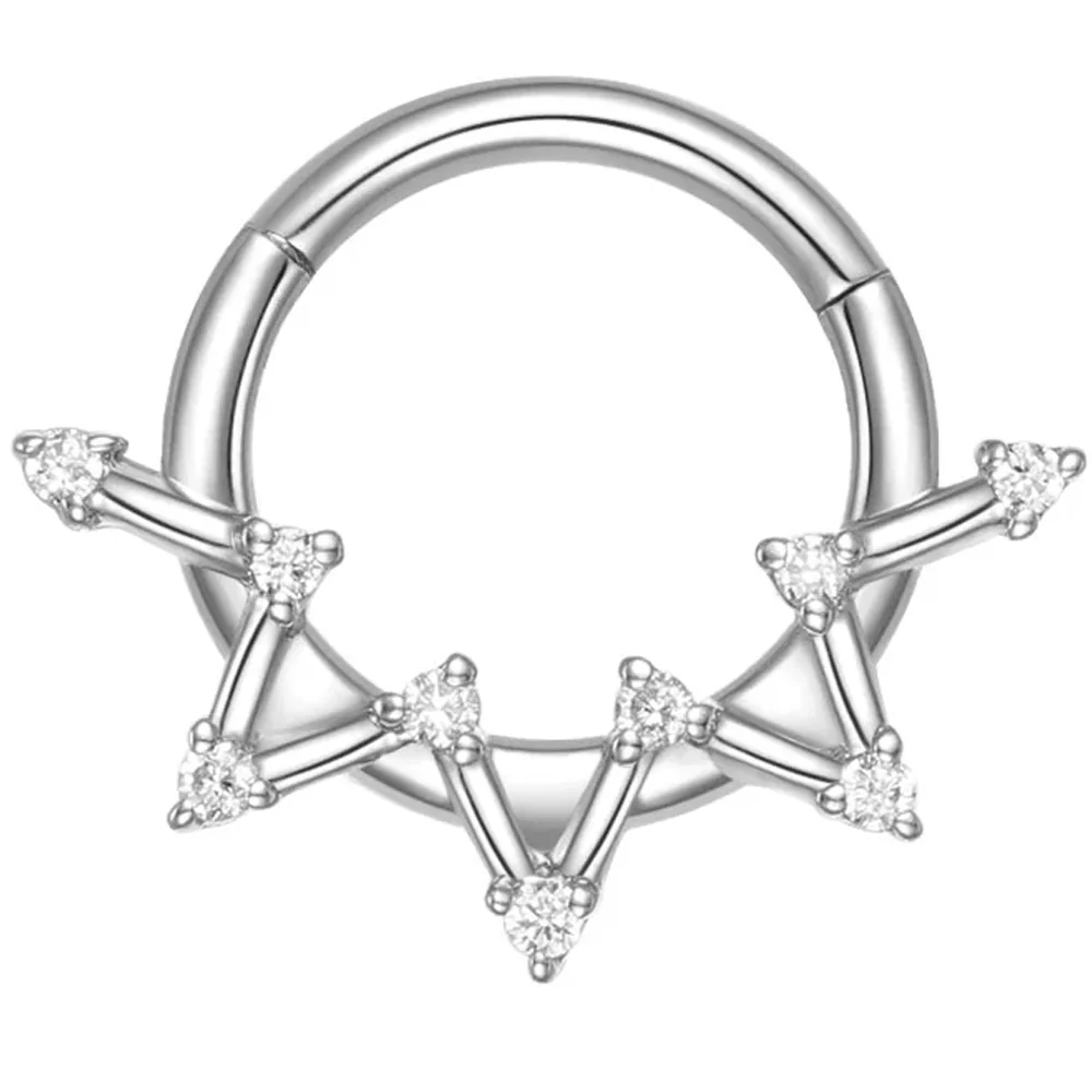 "Astera" Hinge Ring / Clicker in Gold with Diamonds - Image 4