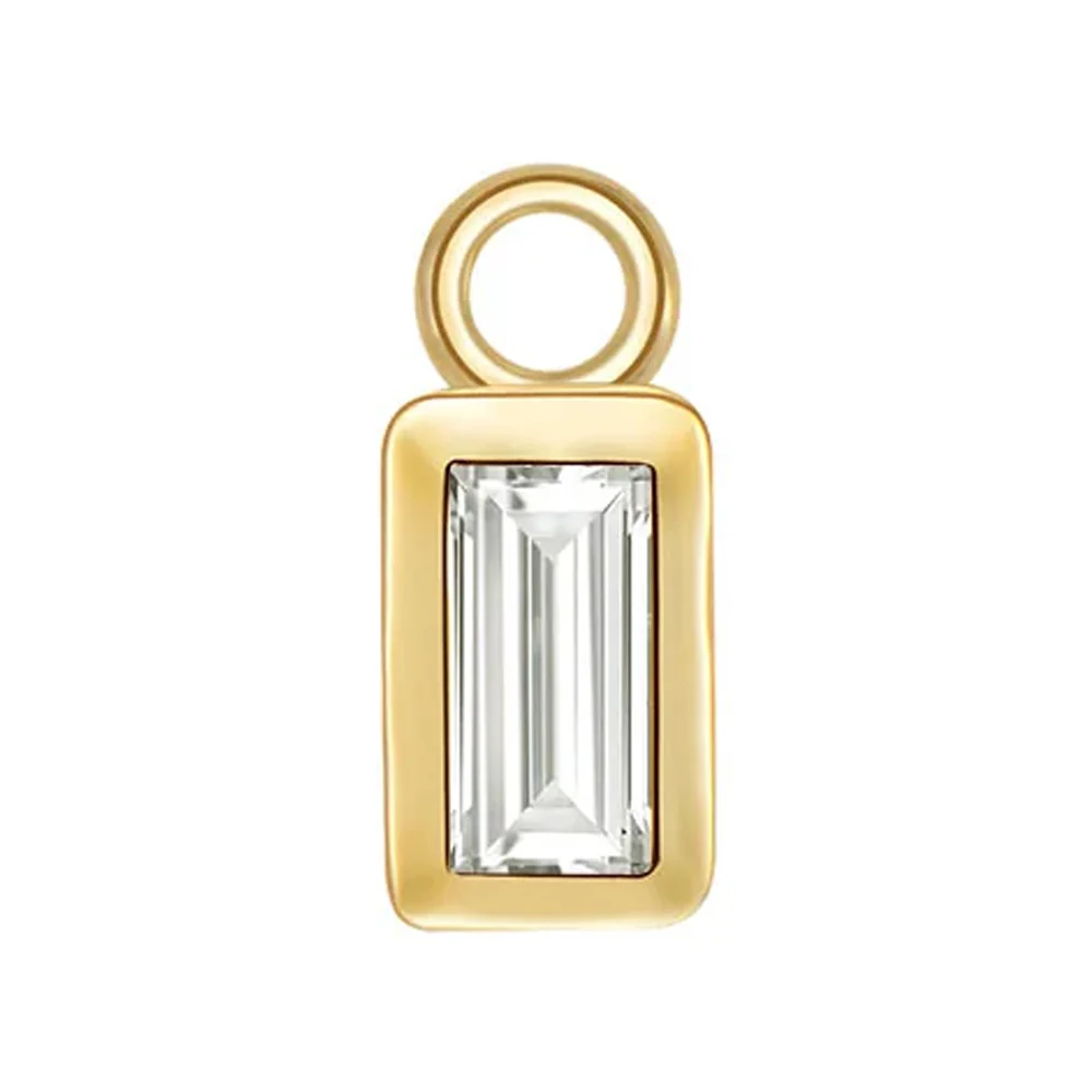 Baguette Bezel Charm in Gold with Diamond - Image 2