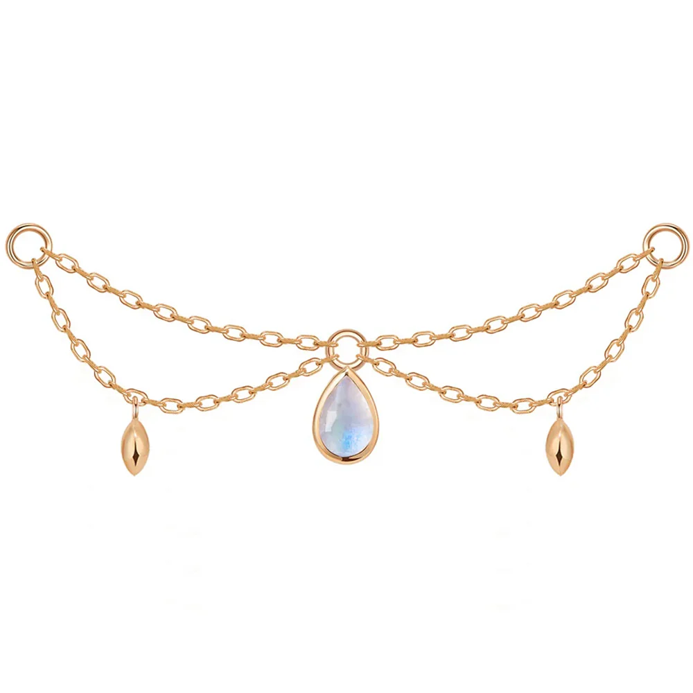 "Belle" Pear Chain Attachment in Gold with Moonstone - Image 3
