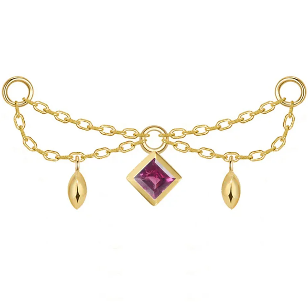 "Belle" Princess Chain Attachment in Gold with Genuine Gemstones - Image 5