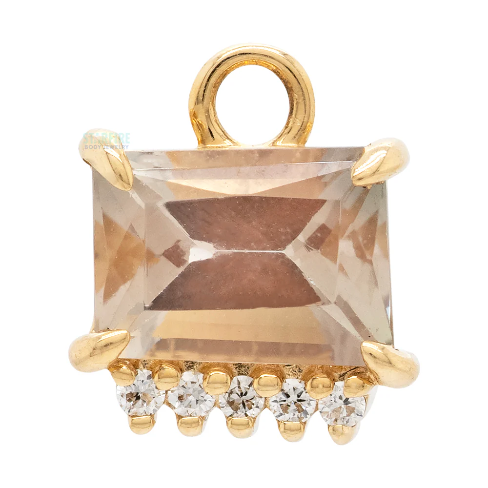 Claw Set Freeform Sunstone Charm in Gold with Diamonds - Image 3